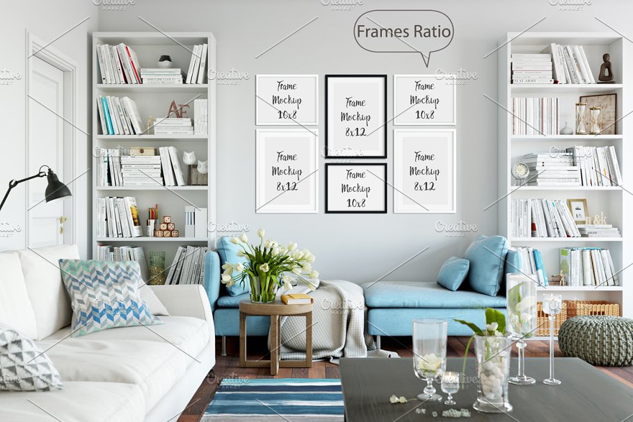 室内画框&墙纸设计样机模板 Interior Frame & Wall Mockup – 05插图(1)