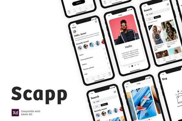 素材库下午茶：极简主义时尚电商 APP UI KIT 模板套装下载 [XD]