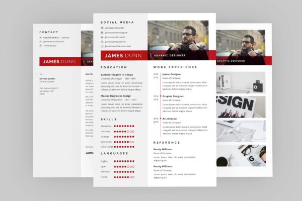 视觉设计师介绍信&amp;素材库精选简历模板 James Graphic Resume Designer