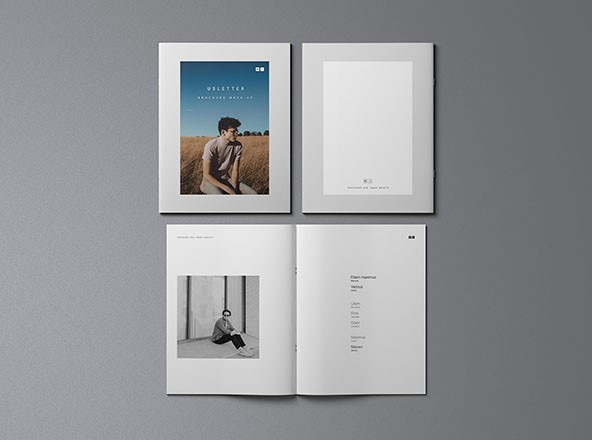 美国信纸尺寸企业宣传单印刷效果图样机PSD模板 US Letter PSD Brochure Mockup