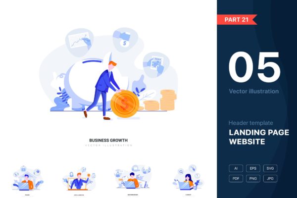 网站UI设计矢量素材库精选概念插画素材[v21] [Part 21] Website illustrations set