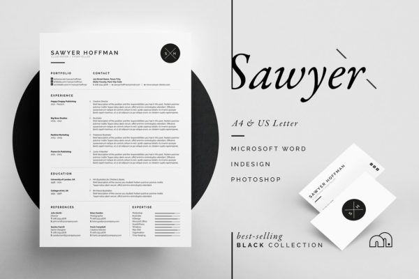 简约设计风个人电子简历模板 Sawyer – Resume/CV