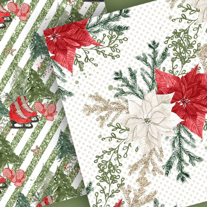 冬季主题手绘装饰图案数码纸张设计素材 Hello Winter digital paper pack插图(2)