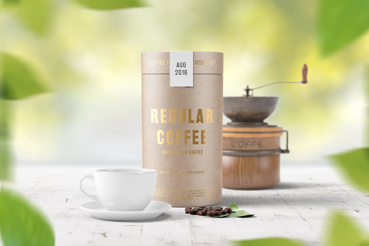 茶叶/咖啡豆纸筒外观包装样机模板 Paper Tube Coffee Package Mock Up插图