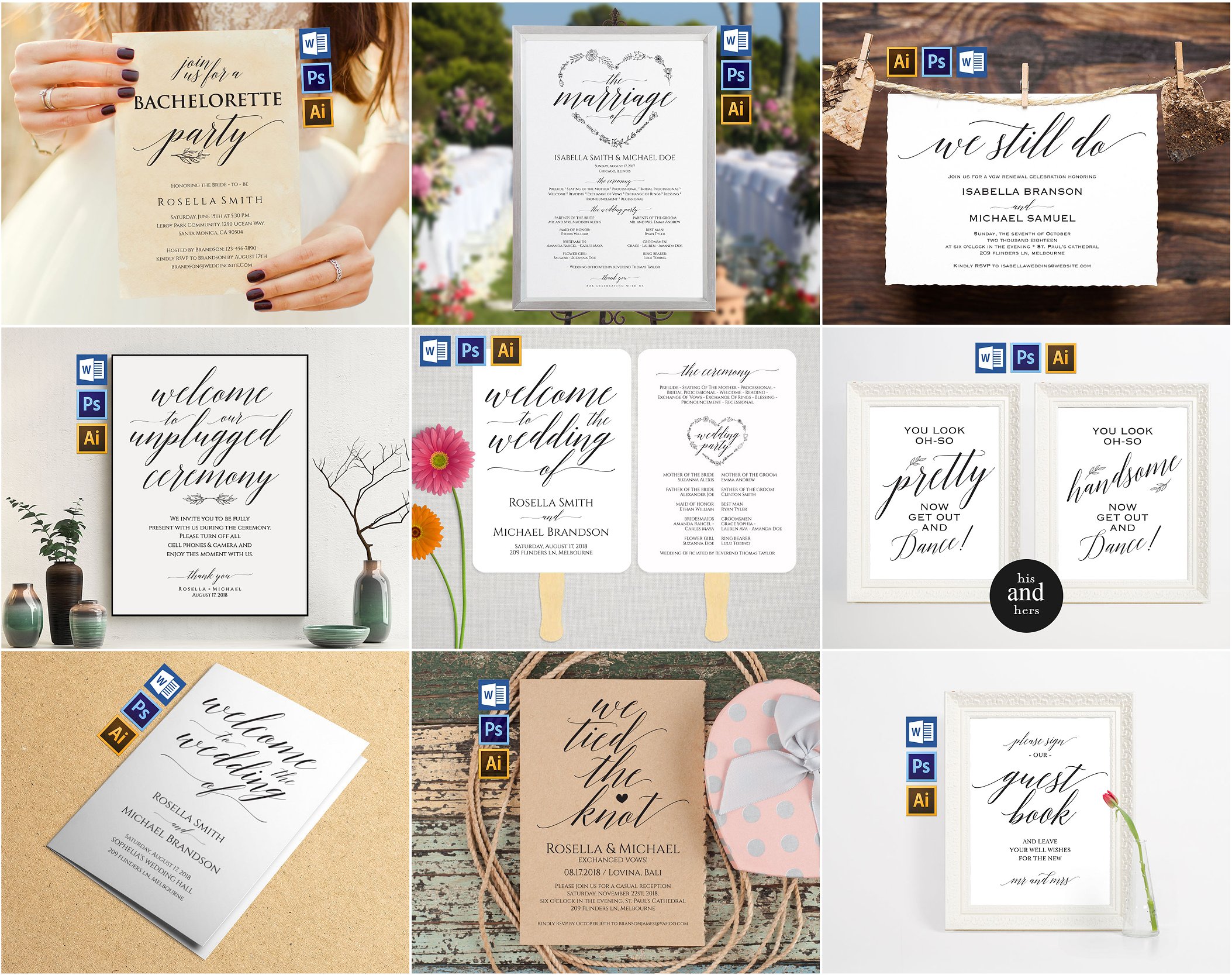 时尚的婚礼邀请函卡片名片设计模板插图(6)