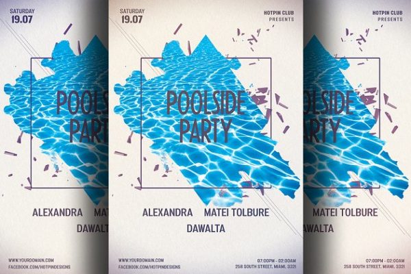 极简主义夏日狂欢派对海报PSD模板 Minimal Summer Pool Party Flyer