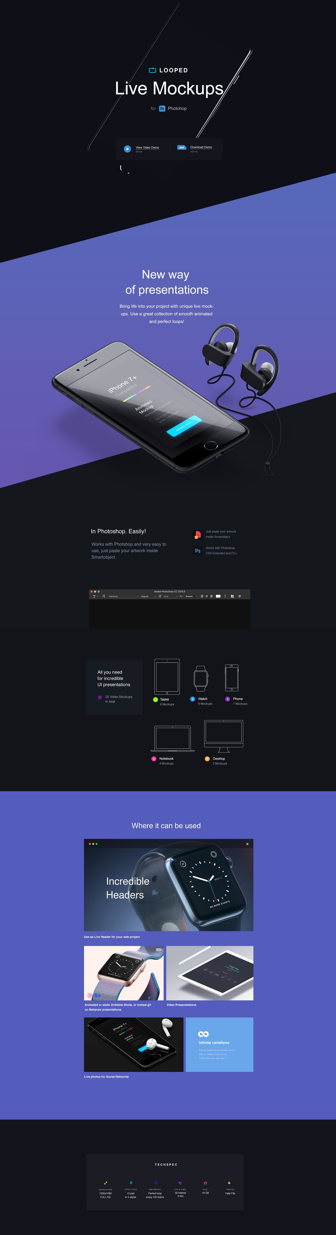 Apple设备动态样机合集 Looped | Live Mockups[4.3GB, for PS]插图(1)
