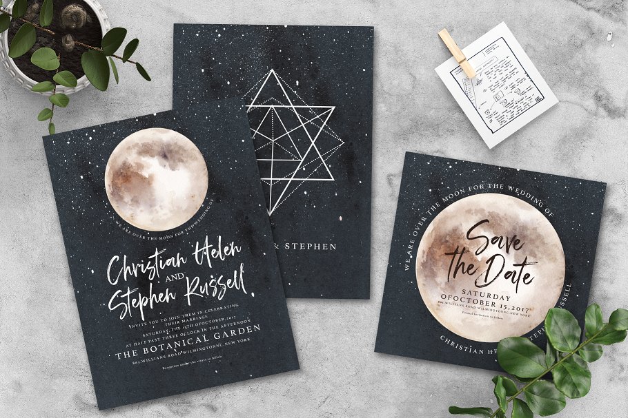 月亮水彩图案素材 Watercolor Moons插图(7)