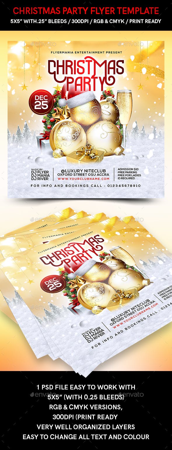 现代风格的圣诞节派对海报模板 Christmas Party Flyer Template [psd]插图