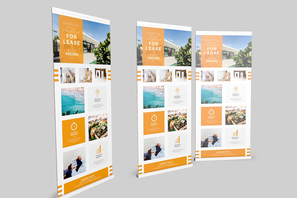 易拉宝Banner平面广告设计模板 Roll Banner Properties插图(2)