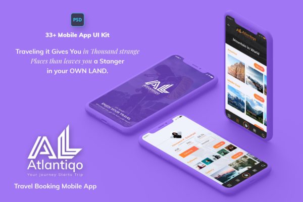 旅行&amp;机票预订APP应用UI设计套件 Atlantigo-Travel &amp; Flight Booking MobileApp UI Kit