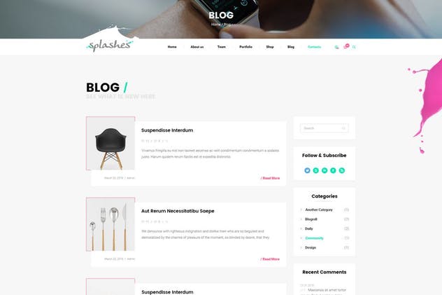 创意产品品牌网站/电商网站设计PSD模板 Splashes V2 PSD Template插图(2)