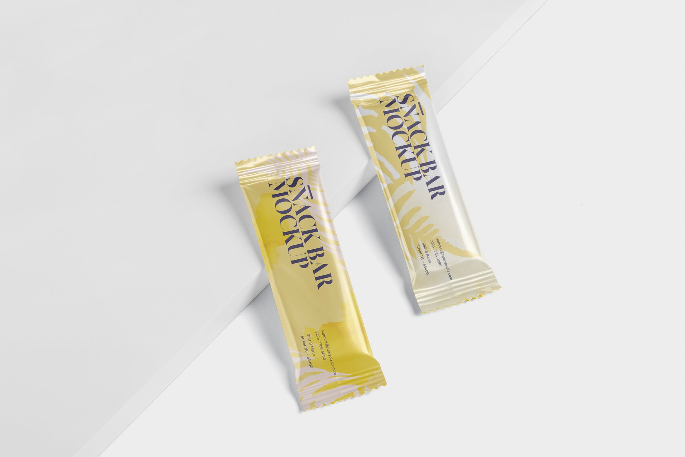 零食糖果包装袋设计效果图素材库精选 Snack Bar Mockup – Slim Rectangular插图