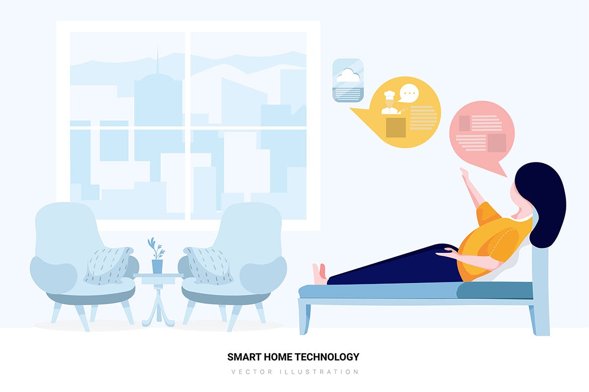 智能家居技术矢量场景插画素材 Smart Home Technology Vector Scenes插图(5)
