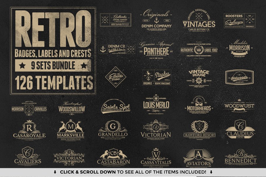 228个复古徽章和Logo标志模板合集 228 Retro Badges & Logos Bundle插图(2)