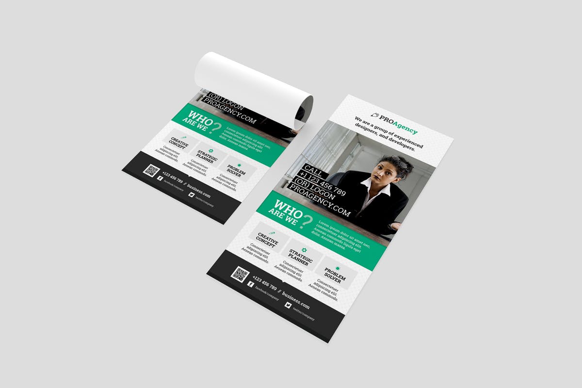 企业公司宣传DL传单设计模板 Corporate DL Flyer插图