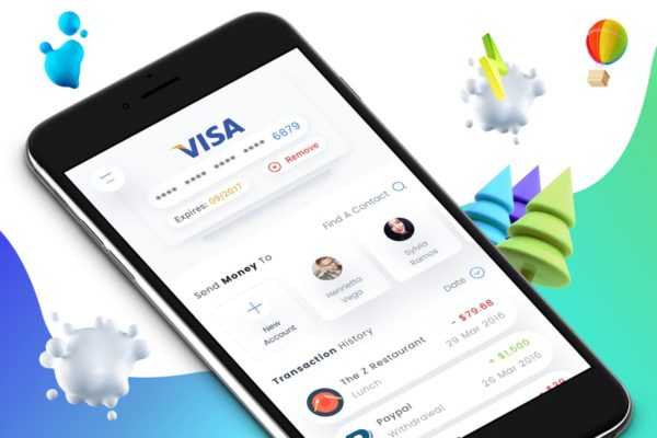 电子钱包APP界面设计UI模板 Wallet 2 Mobile Ui – M