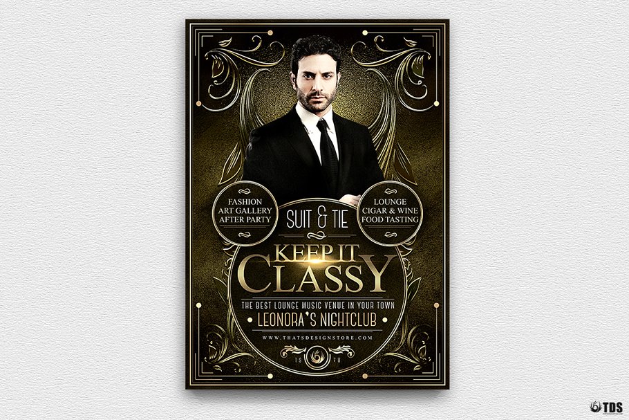 西装革履领带着装传单PSD模板V2 Suit and Tie Flyer PSD V2插图(1)