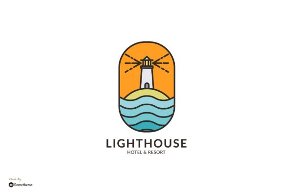 灯塔酒店/度假村商标&amp;品牌Logo设计素材库精选模板 Lighthouse Hotel &amp; Resort – Logo Template RB