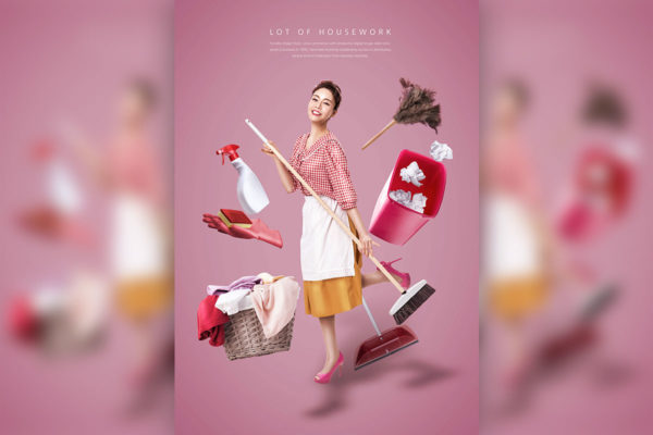 家务劳动主题海报模板psd素材