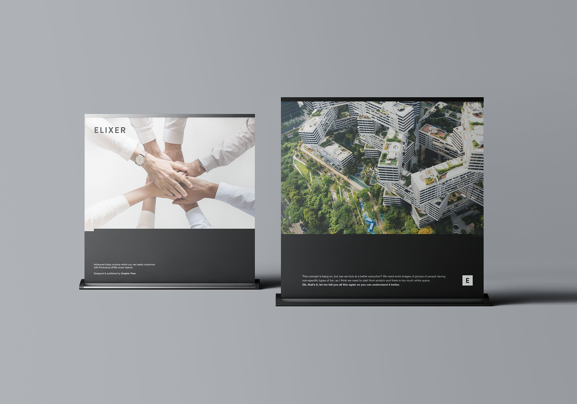 立式方形海报展架PSD样机模板 Wide Rollup Mockup插图(2)