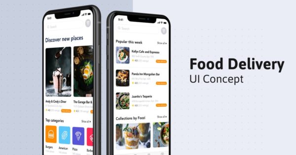 外卖订餐APP应用界面设计-主页设计 Food Delivery UI Kit – Home screen