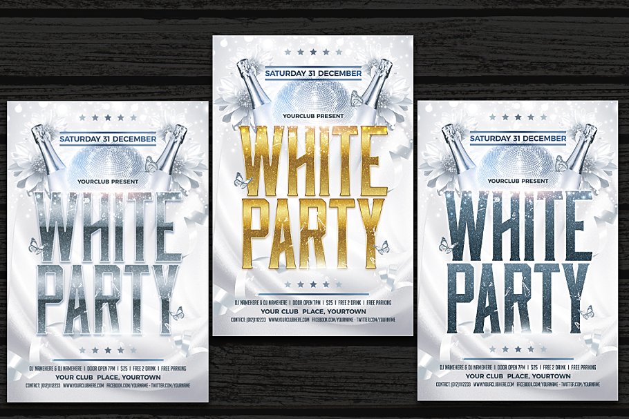 白色活动派对传单模板 White Party Flyer插图(1)