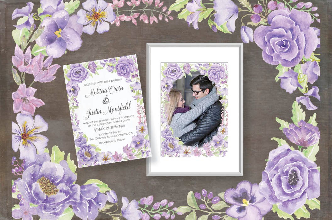 紫色水彩手绘花卉图案剪贴画PNG素材套装 Purple Passion: Watercolor Clip Art Bundle插图(3)