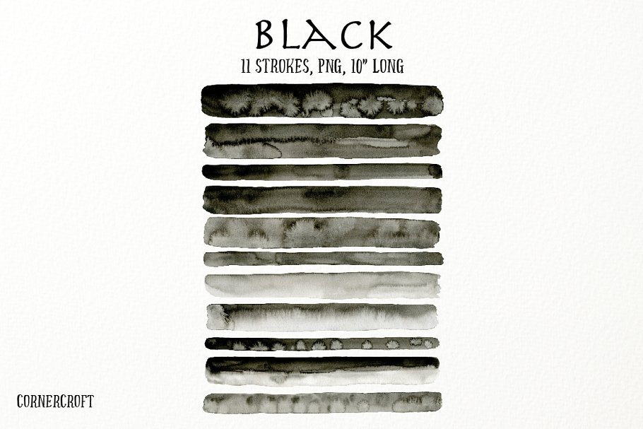手绘水彩画墨水纹理 Watercolor Texture Black插图(2)