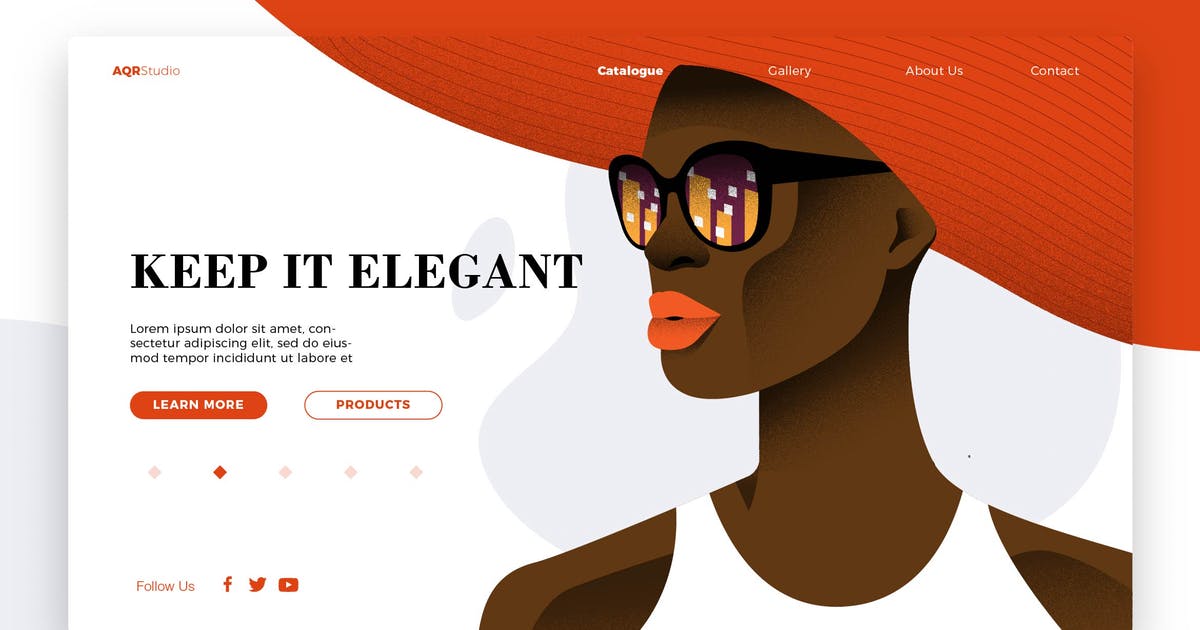 时尚人物背景概念插画网站Banner&着陆页设计模板 Elegant – Banner & Landing Page插图