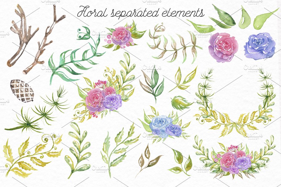 手绘水彩恐龙剪贴画 Dinosaurs Hand-painted Watercolor插图(3)