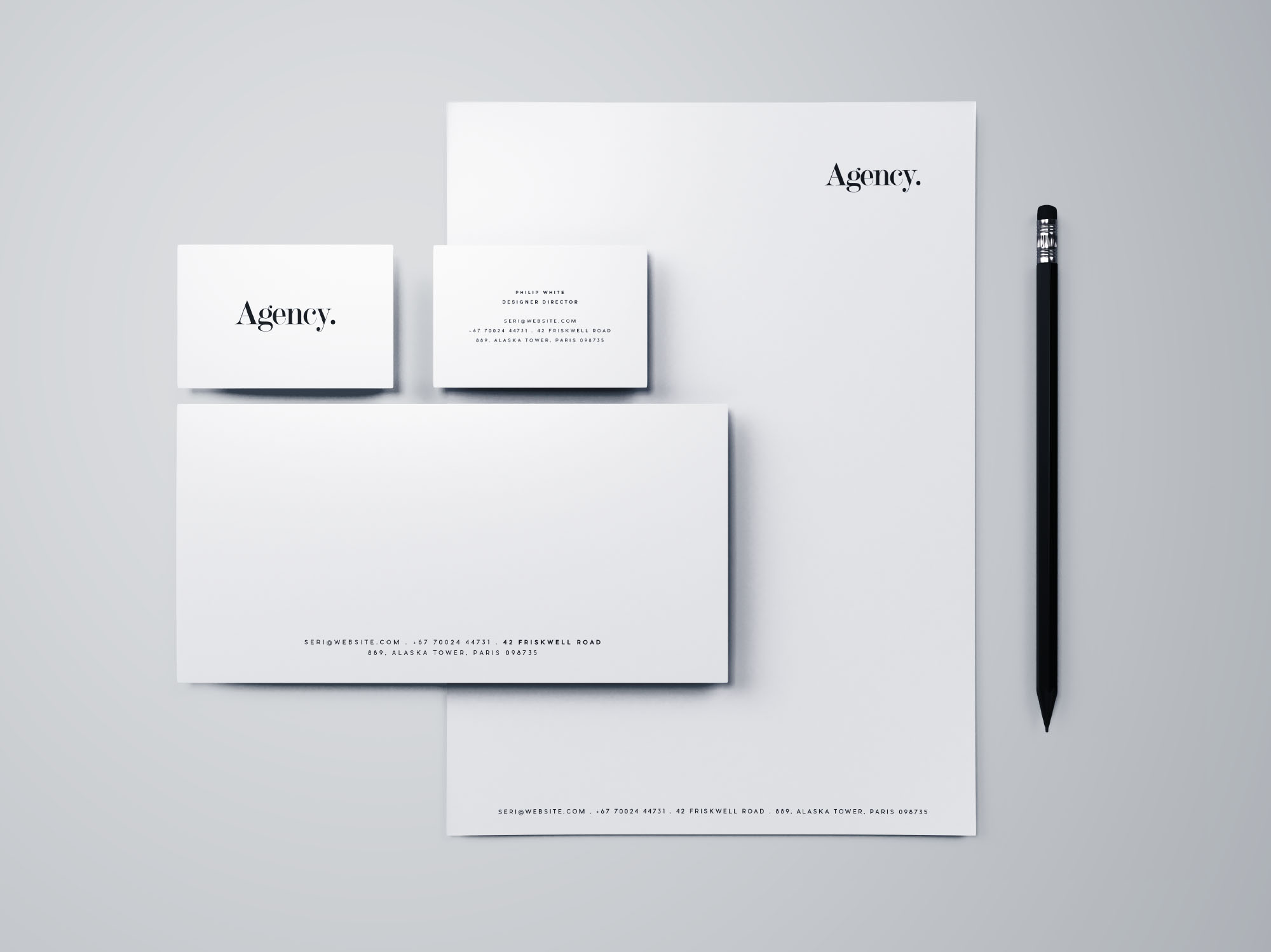 极简主义风格企业品牌VI设计效果预览办公用品样机 Minimal Branding & Stationery Mockup插图