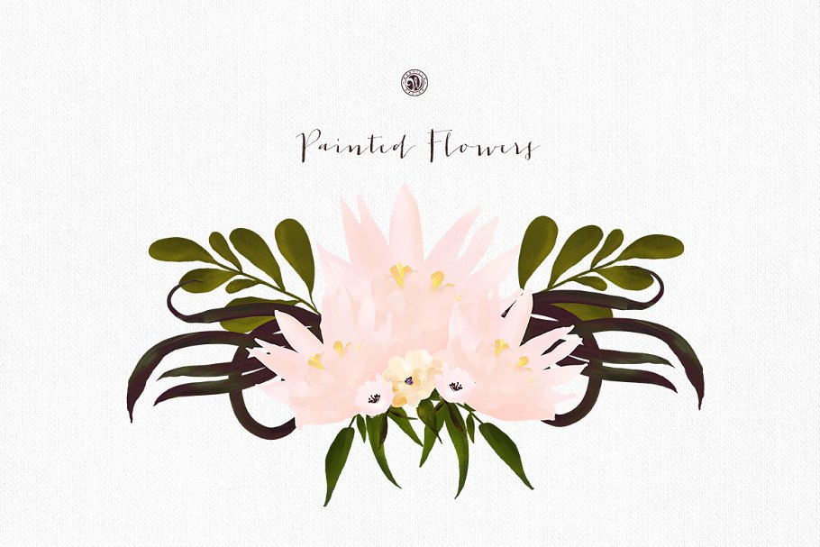 手绘素雅彩色花卉剪贴画合集 Painted Flowers插图(1)