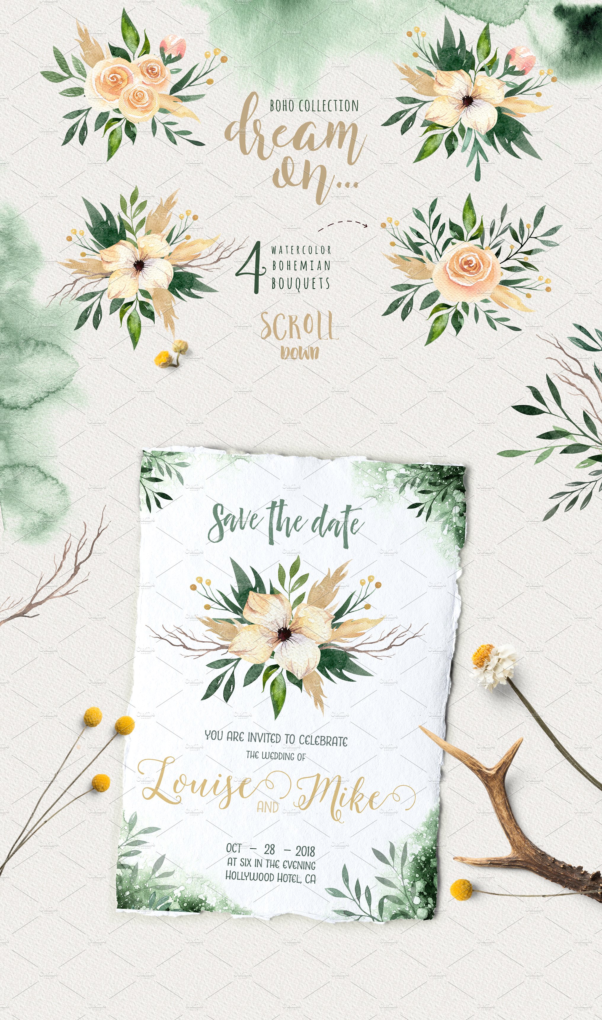 高品质手绘花卉树叶素材下载[psd,png,jpg]插图(5)