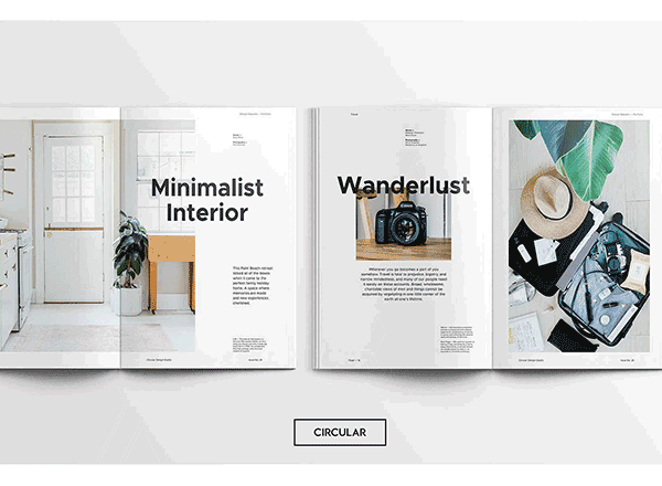 素材库下午茶：时尚简约风格的画册手册宣传册楼书InDesign设计模板