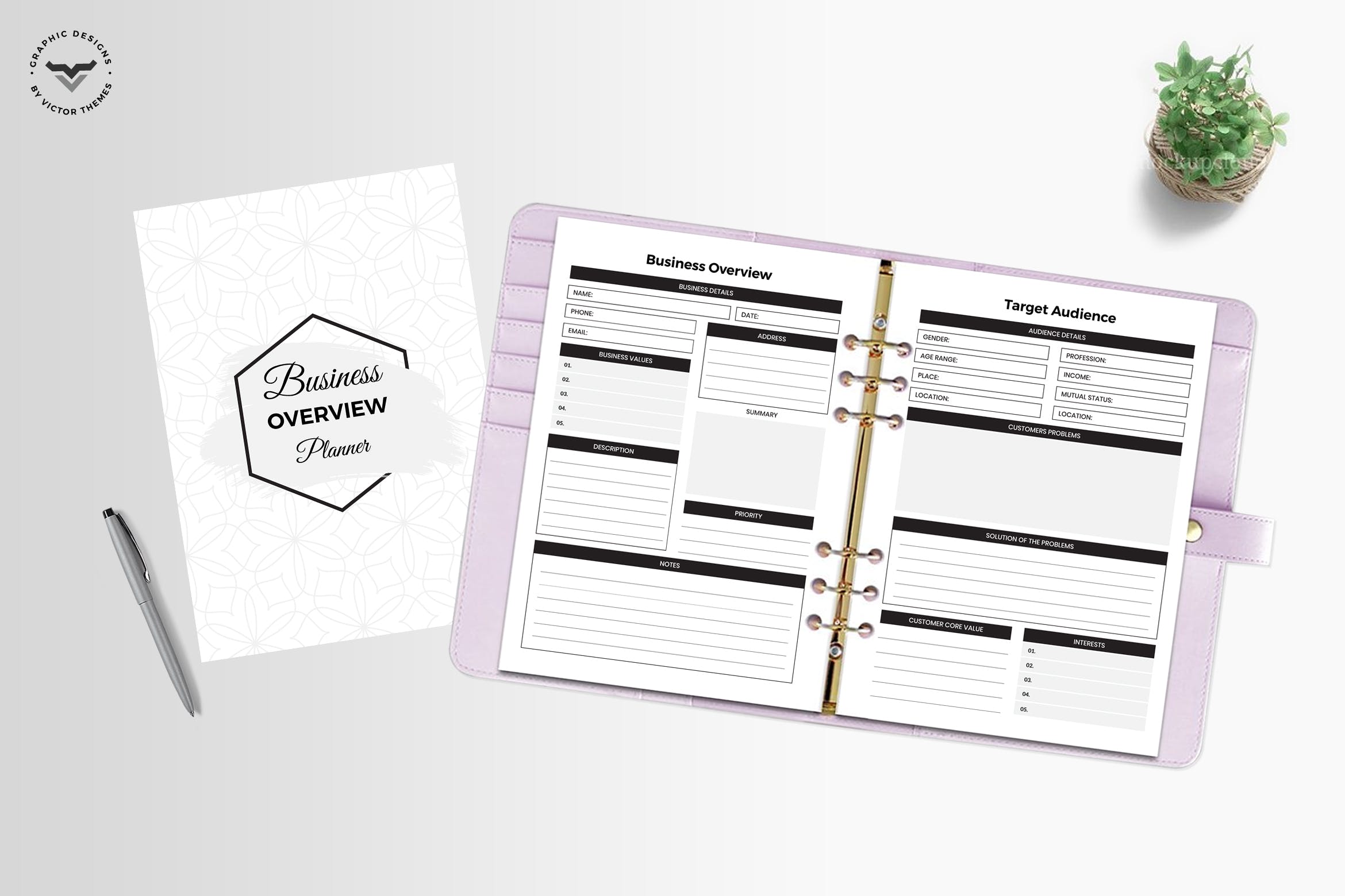 业务概况业务手册记事本页面设计模板 Business Overview Planner插图