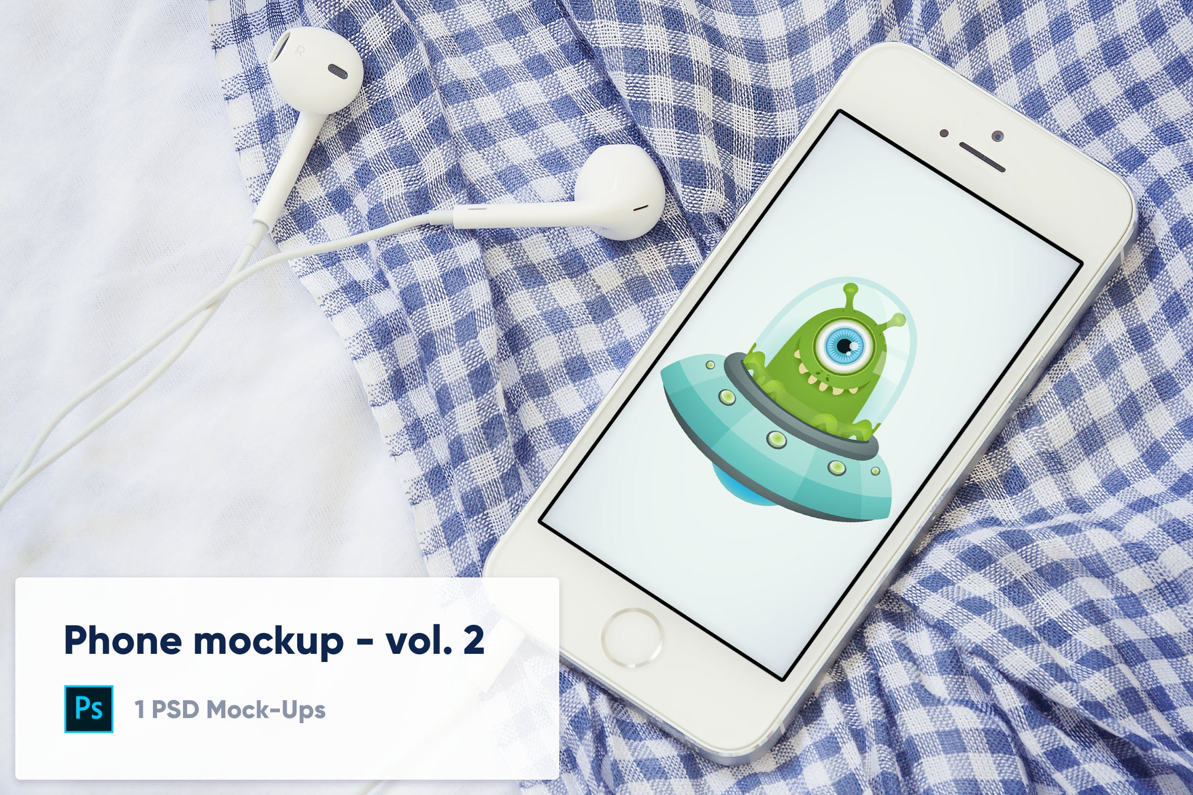 格子布背景iPhone手机屏幕演示素材库精选样机v2 Phone Mockup on colorful background – Vol.2插图