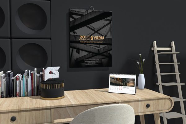 2020年建筑主题台历&amp;挂墙日历表设计模板 Construction Wall &amp; Table Calendar 2020