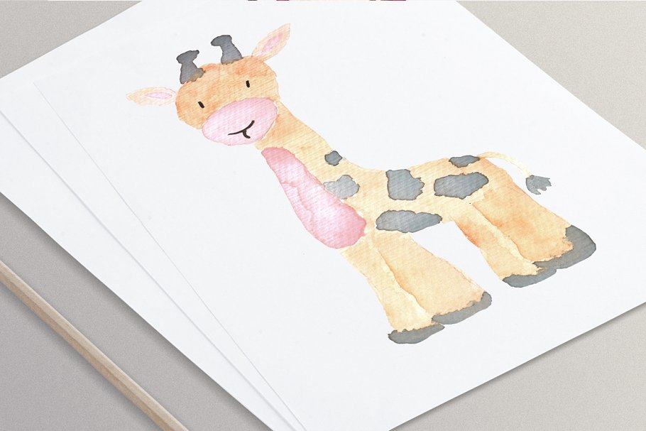 可爱的手绘水彩动物剪贴画合集 Watercolor Cute Animals set插图(3)