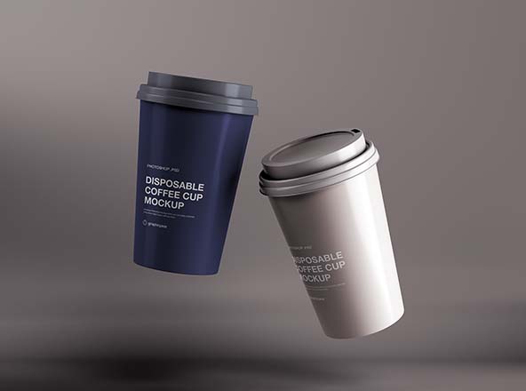 一次性咖啡杯外观设计PSD样机模板 Disposable Coffee Cup Mockup