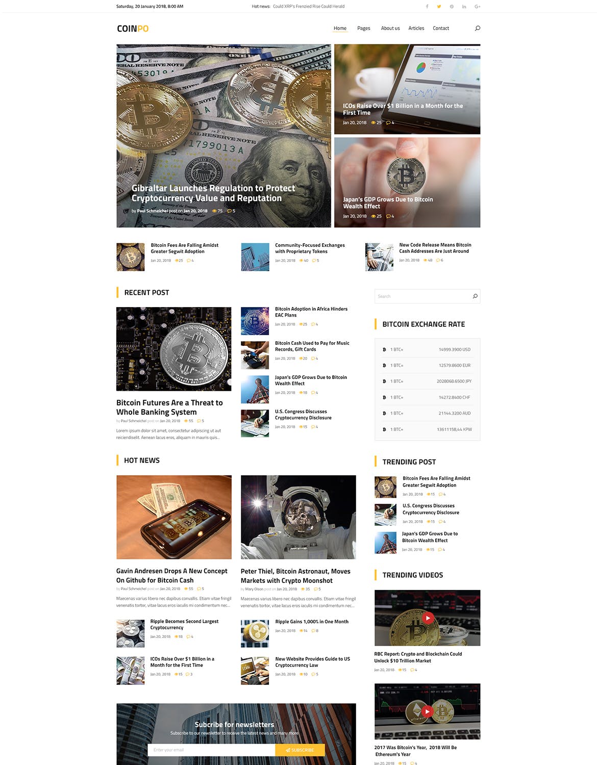比特币/加密货币主题网站设计PSD模板 Coinpo | Bitcoin & Crypto Currency PSD Template插图(1)