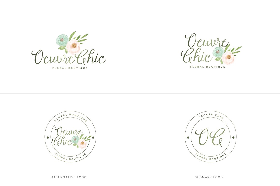 超级水彩风 Logo 设计素材包 Watercolor Premade Branding Logo Kit [模板、纹理&元素]插图(28)