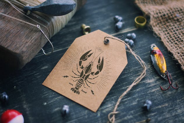 复古海洋动物吊牌标签样机 Sea Vintage Mock Up插图(4)