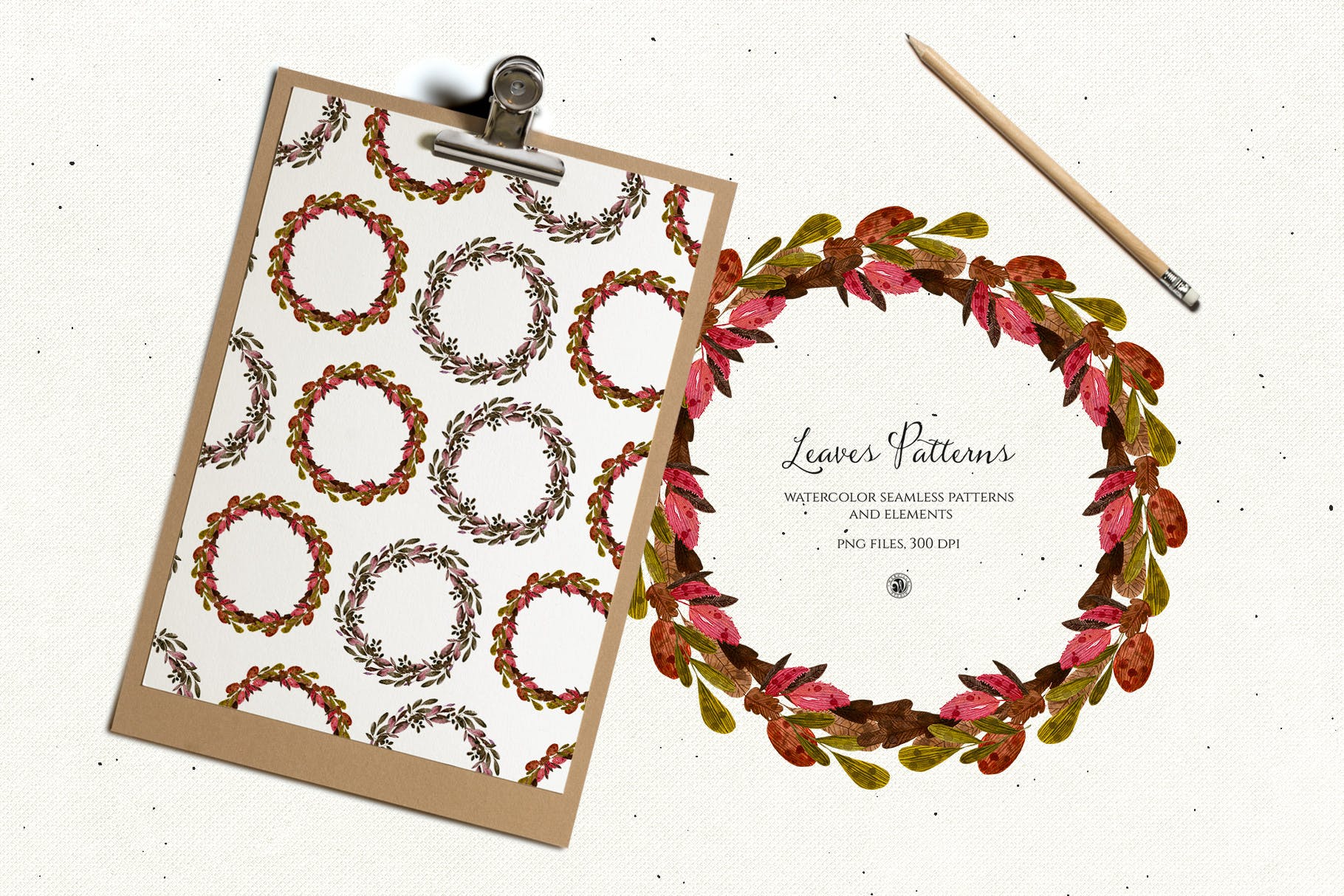 水彩手绘叶子剪贴画图片图案PNG素材 Leaves Patterns插图(4)