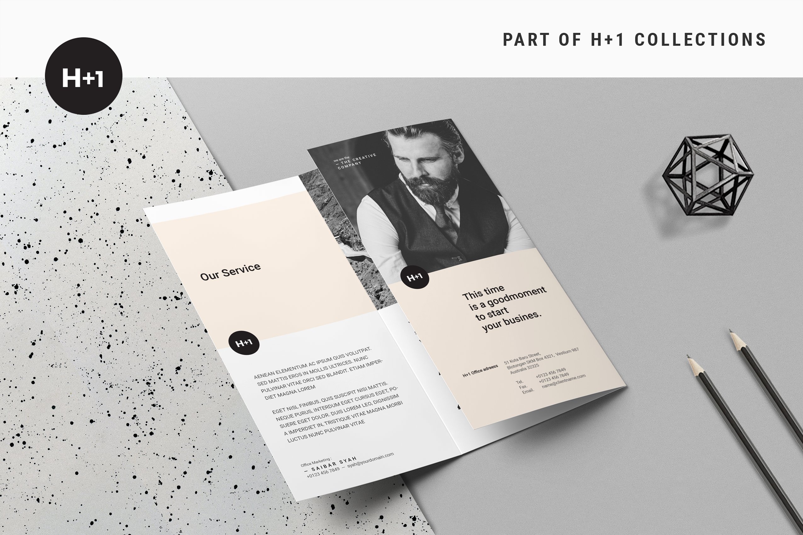 创意和干净的商业三栏式小册子插图(1)