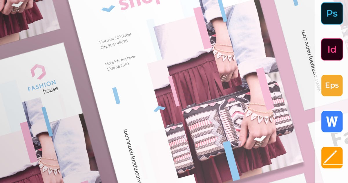 时尚服饰店铺活动海报设计模板素材插图