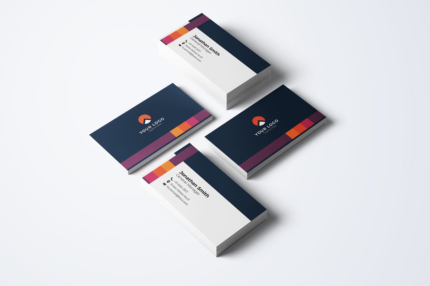 色卡设计风格企业素材库精选名片模板v65 Business Card Template.v65插图(1)