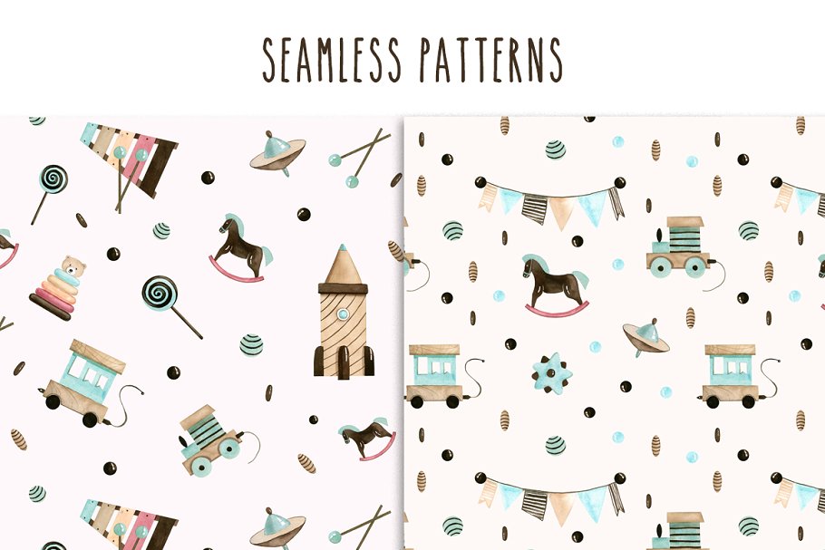 婴儿儿童主题水彩剪贴画 Watercolor Baby Dreams插图(5)