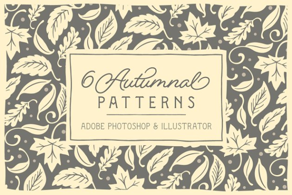 6款秋天主题图案纹理+剪贴画 6 Autumnal Patterns + Clipart