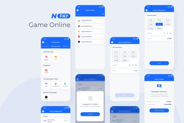 电子钱包APP应用UI设计之游戏订阅界面设计模板 Game Online – Wallet Mobile UI – N